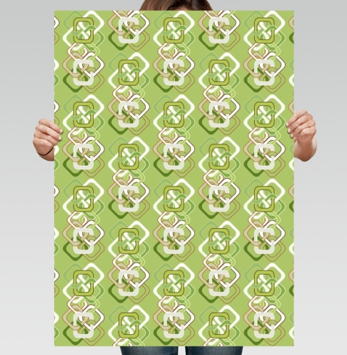 Фотография футболки Оливковый геометрический узор в стиле семидесятых Retro Geometric Pattern