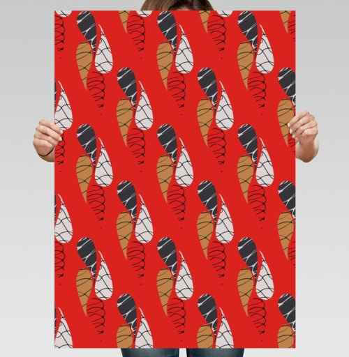 Фотография футболки Абстрактный графический узор лепестки / Abstract pattern red drops