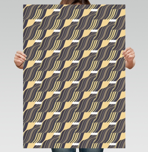 Фотография футболки Abstract wave pattern / Абстрактный орнамент бежевый угольный узор