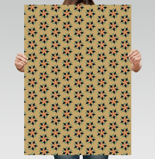 Фотография футболки Geometric Flower Pattern – Геометрический цветочный паттерн акцент для дома