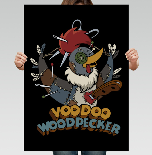 Фотография футболки Voodoo Woodpecker Вуду дятел мультяшная стилизованная иллюстрация