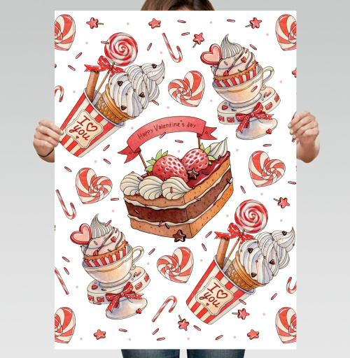 Фотография футболки Happy Valentines Day pattern / Паттерн ко Дню святого Валентина