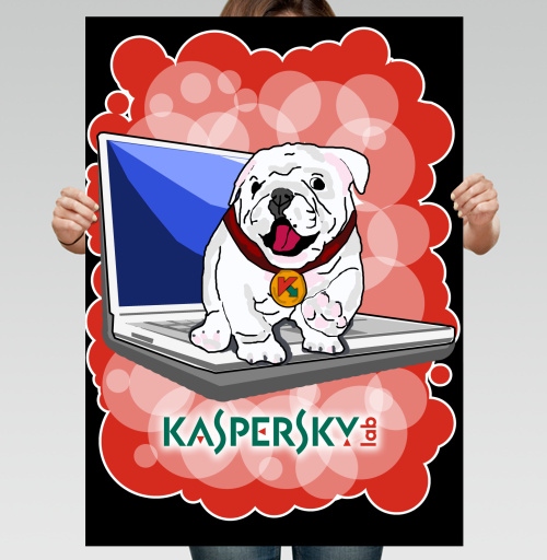 Фотография футболки Дружелюбный белый бульдог Kaspersky — символ защиты