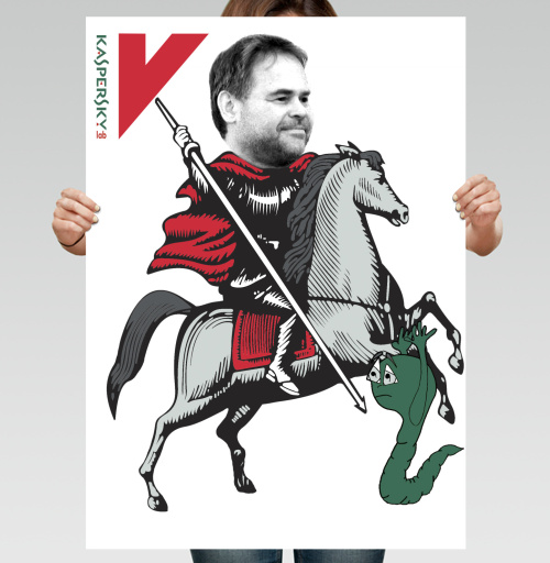 Фотография футболки Героическая иллюстрация борьбы с вирусами Kaspersky