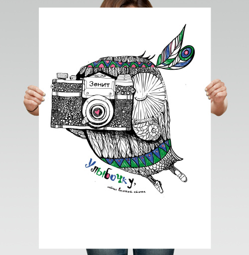 Фотография футболки Улыбочку, сейчас вылетит птичка !