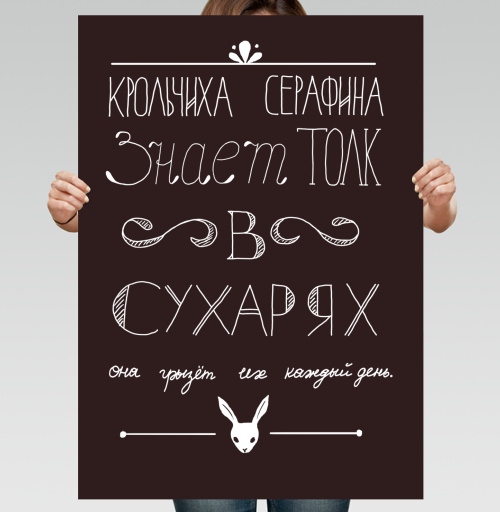 Фотография футболки Открытка с крольчихой Серафиной и сухарями