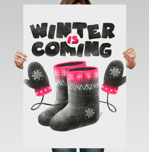 Фотография футболки Зимняя уютная пара: валенки и варежки «Winter Is Coming»