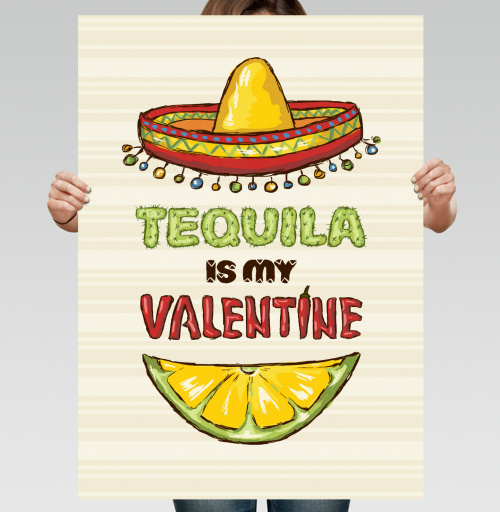 Фотография футболки Открытка «Tequila is my Valentine» с юмором