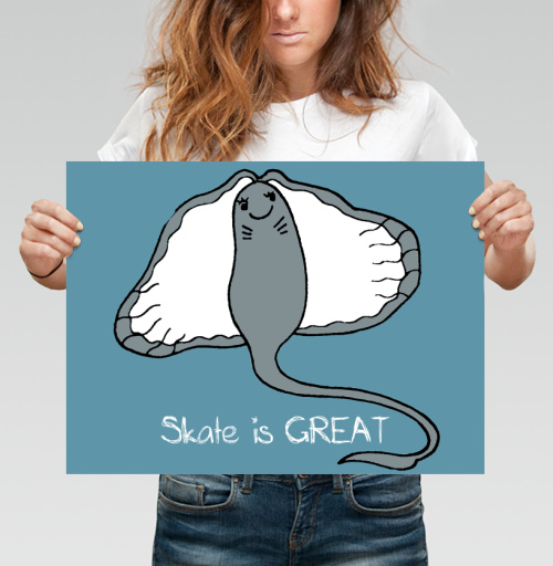 Фотография футболки Веселый скат с надписью Skate is GREAT
