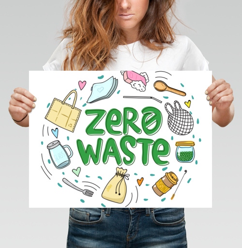 Фотография футболки Экологичный коллаж zero waste с яркими акцентами