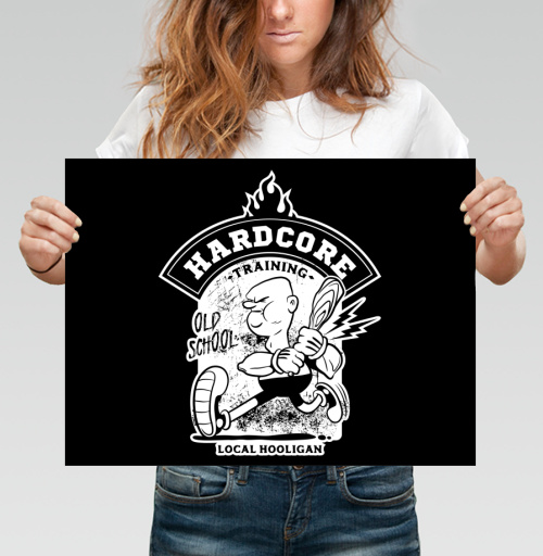 Фотография футболки Хардкор тренинг персонаж с битой в движении local hooligan