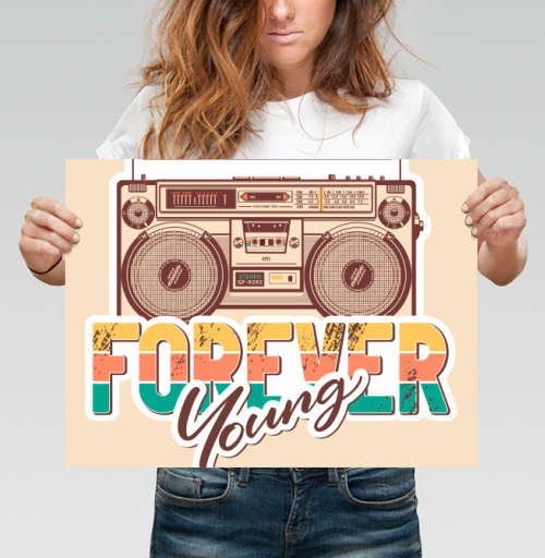 Фотография футболки Ретро бумбокс FOREVER Young винтажный принт