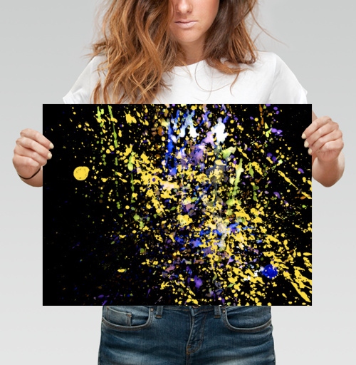 Фотография футболки Яркая экспрессия на фоне Abstract Paint Splashes Абстрактные брызги краски