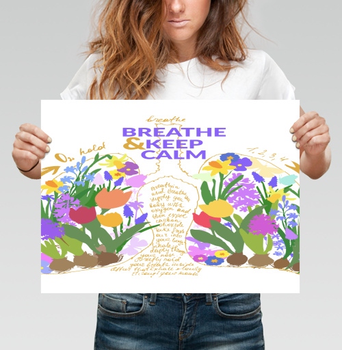 Фотография футболки Футболка с принтом легкие и цветы Breathe Calm