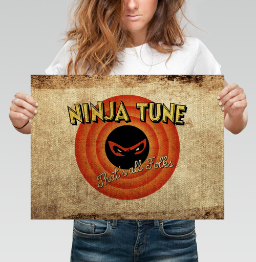 Фотография футболки Ретро-логотип Ninja Tune в стиле Looney Tunes