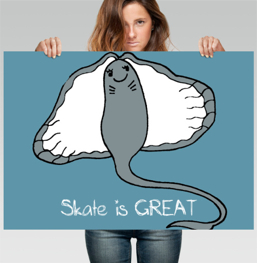 Фотография футболки Веселый скат с надписью Skate is GREAT