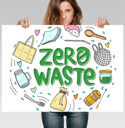 Фотография футболки Экологичный коллаж zero waste с яркими акцентами