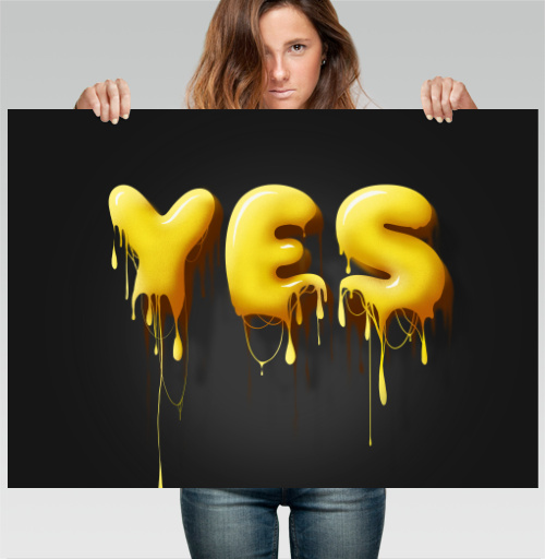 Фотография футболки Объемные желтые капающие буквы да Yes