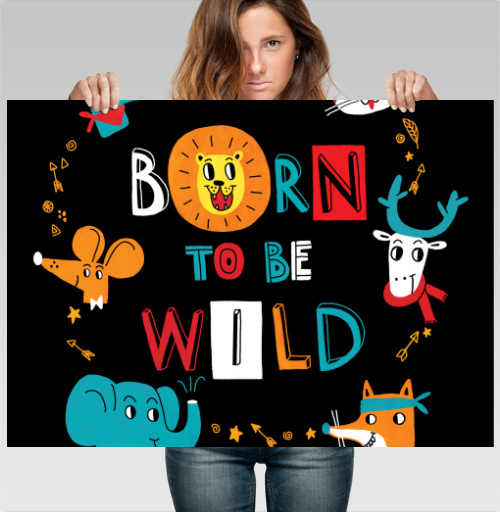 Фотография футболки Born to be Wild / Рожденный быть диким веселые мультяшные животные