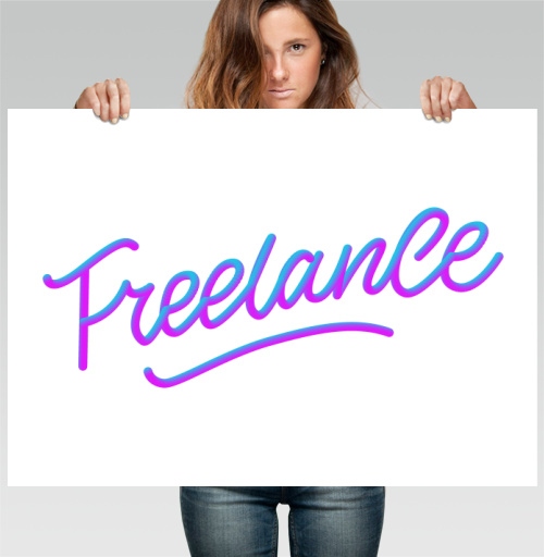 Фотография футболки Светящаяся яркая надпись Freelance свобода творчества