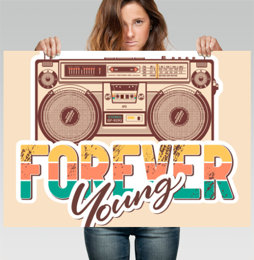 Фотография футболки Ретро бумбокс FOREVER Young винтажный принт