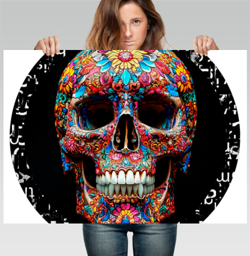 Фотография футболки Floral Skull - Цветочный мексиканский череп яркий красочный декор