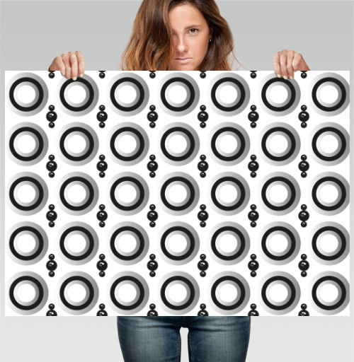 Фотография футболки Узор с кольцами и сферами Geometric pattern and black spheres