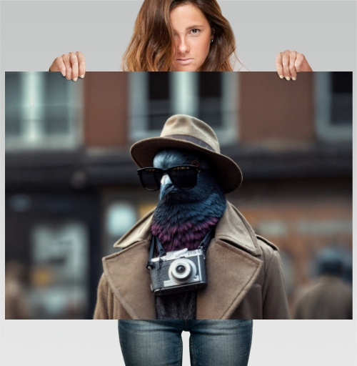 Фотография футболки Коричневое пальто с фотокамерой на вороне на улице