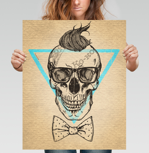 Фотография футболки Стилизованный череп в хипстерской рокабилли эстетике
