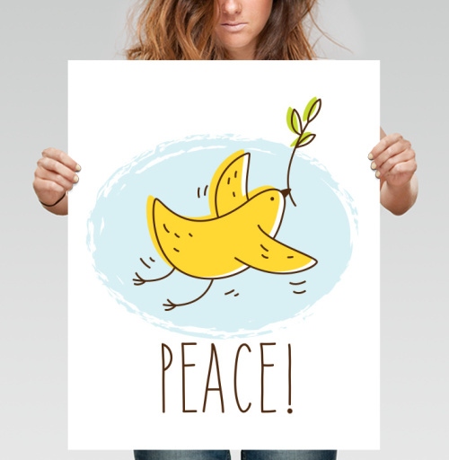 Фотография футболки Банан-птица 'PEACE!' — символ мира и юмора