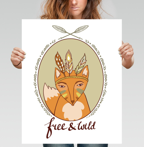 Фотография футболки Лиса «Free & Wild» с боевой раскраской