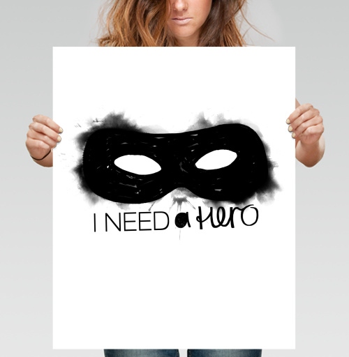 Фотография футболки Маска героя с надписью I NEED a hero