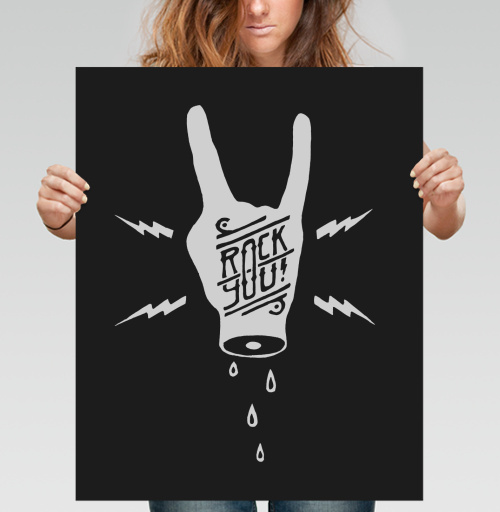 Фотография футболки Энергичный рок-жест с надписью ROCK YOU!