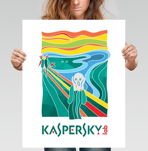 Фотография футболки Современная Интерпретация «Крика» с Логотипом Kaspersky