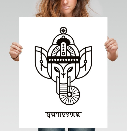Фотография футболки Голова Ганеши Индийского божества с головой слона GANESHA