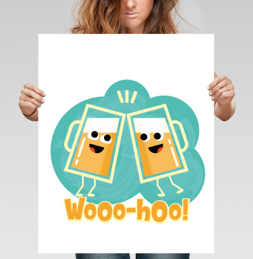 Фотография футболки Весёлый тост с пивными бокалами Wooo-hoo!