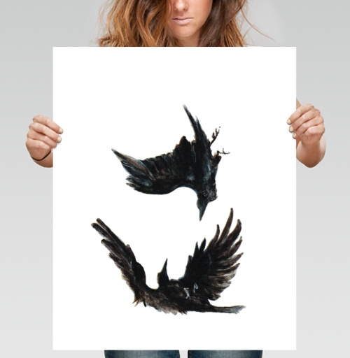Фотография футболки Crows falling in love / Вороны влюбляются