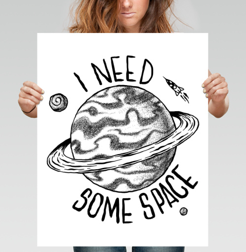 Фотография футболки Космическая сцена с игрой слов I NEED SOME SPACE