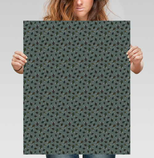 Фотография футболки Реалистичный паттерн насекомых Realistic insect pattern Узор мухи жуки