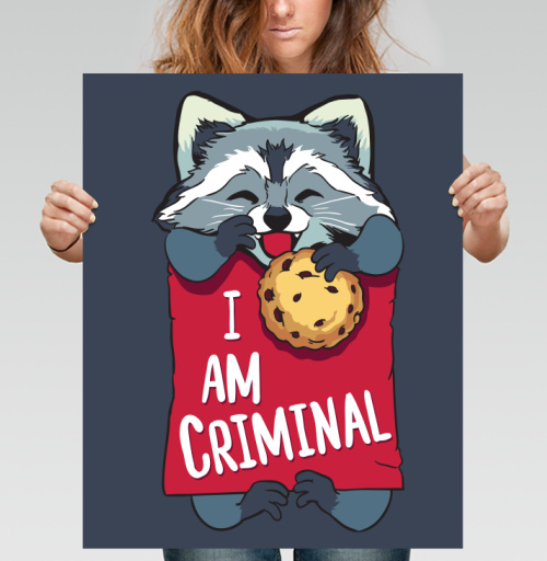 Фотография футболки Милая футболка с енотом и надписью I AM CRIMINAL