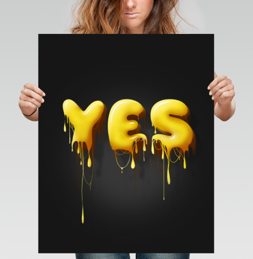 Фотография футболки Объемные желтые капающие буквы да Yes