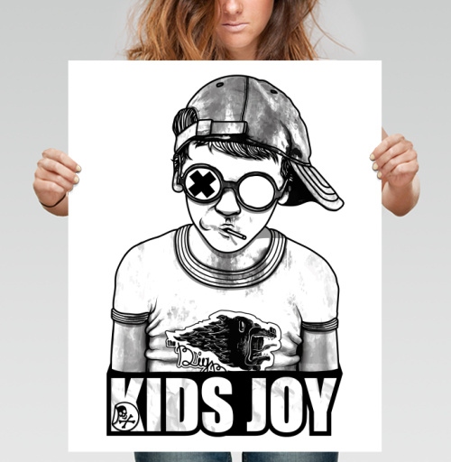 Фотография футболки Стильный Монохромный Подросток В Очках KIDS JOY