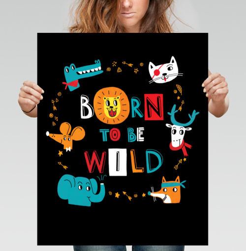 Фотография футболки Born to be Wild / Рожденный быть диким веселые мультяшные животные