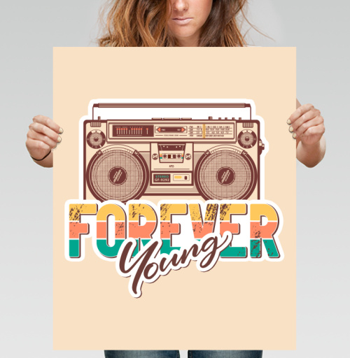 Фотография футболки Ретро бумбокс FOREVER Young винтажный принт