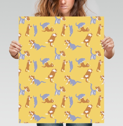 Фотография футболки Playful Pets Cats Pattern – Паттерн игры веселых котиков дизайн