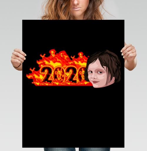 Фотография футболки Год 2020 в огне с девочкой мем девочка и пожар 2020 год