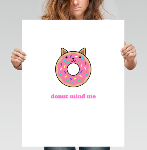 Фотография футболки Милый пончик-кошка с надписью Donut Mind Me