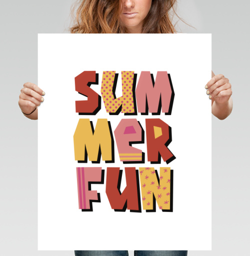 Фотография футболки Летние забавы теплые цвета летний текст summer fun