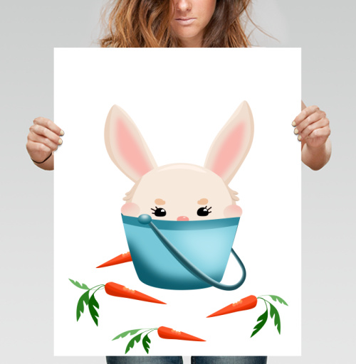 Фотография футболки Милый кролик в ведерке — kawaii иллюстрация
