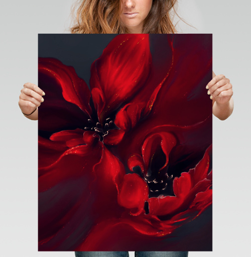 Фотография футболки Абстрактные красные цветы